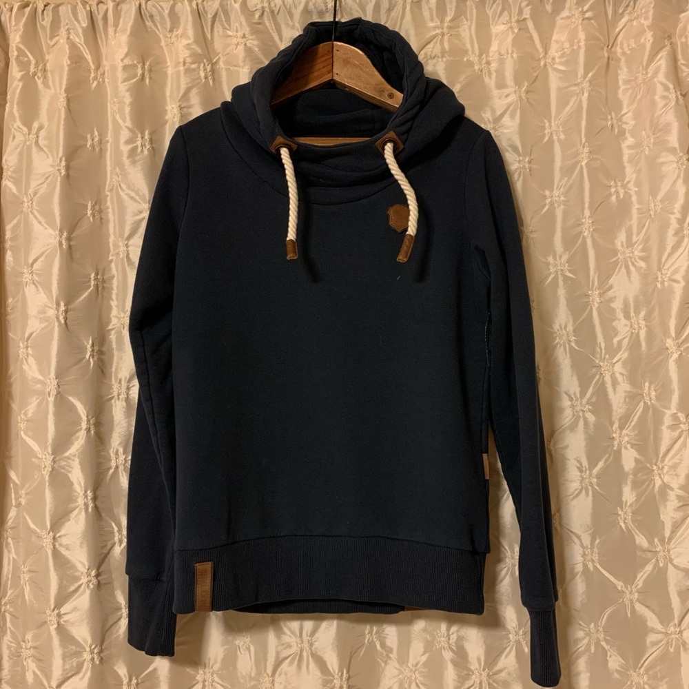 Naketano Blue Cowl Hoodie Sweatshirt